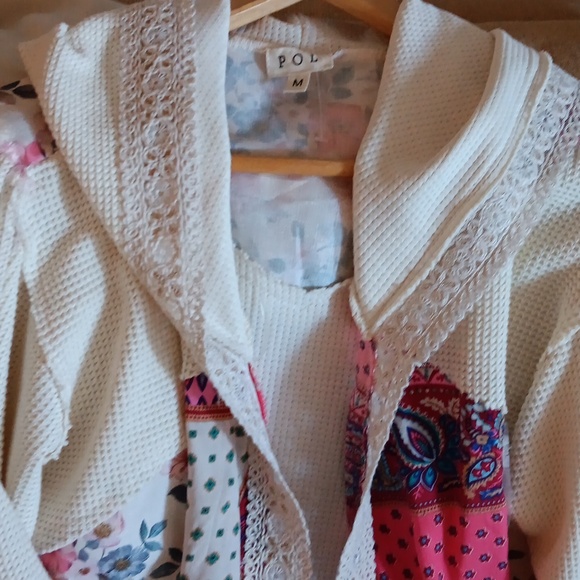 POL Multicolor Textured Fabric Hooded Sweater Jacket - Picture 5 of 10